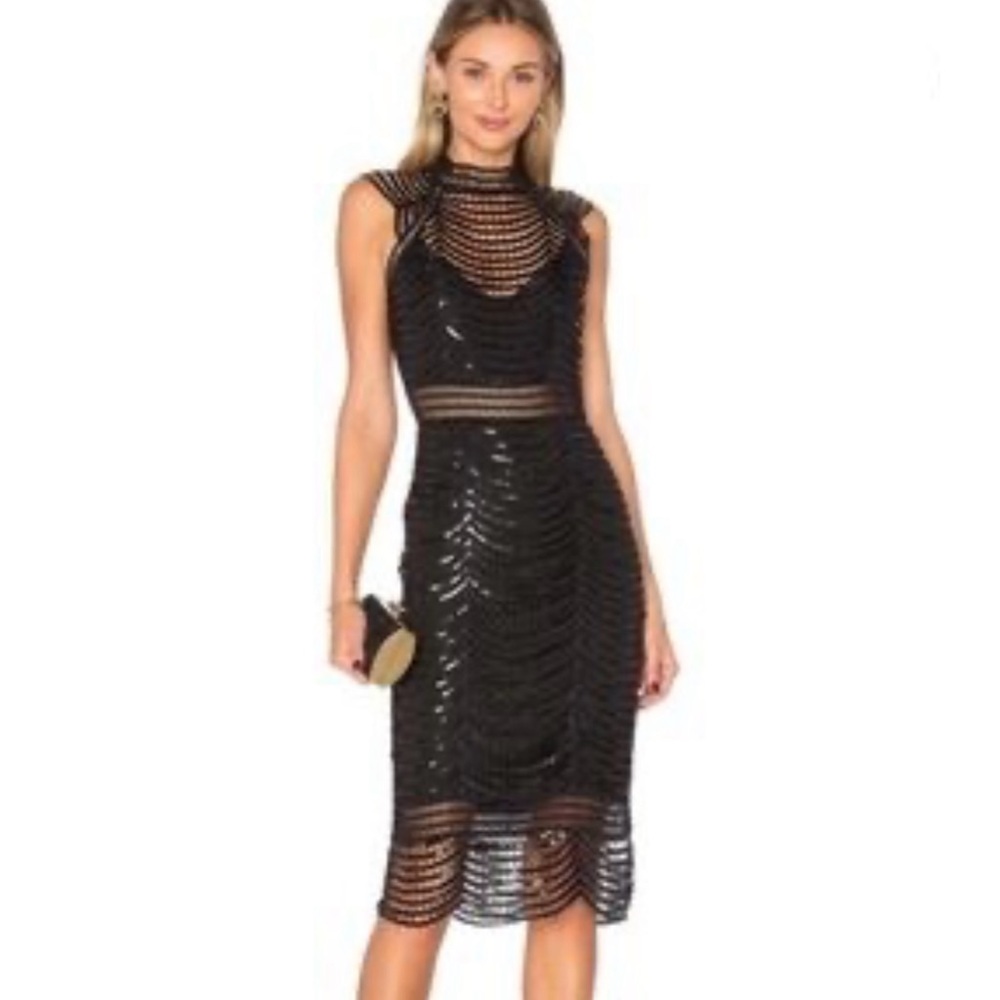 SAYLOR Black Sequin Midi Dress